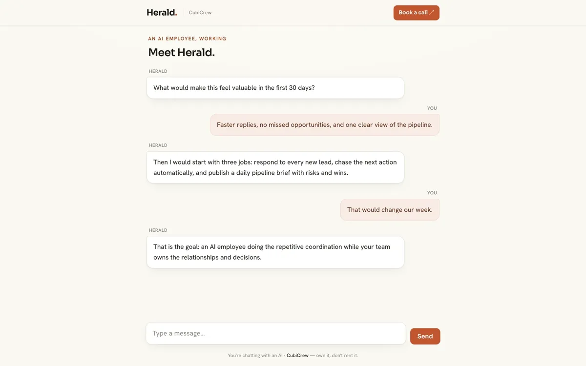 An AI employee proposing three jobs it would own in the first thirty days