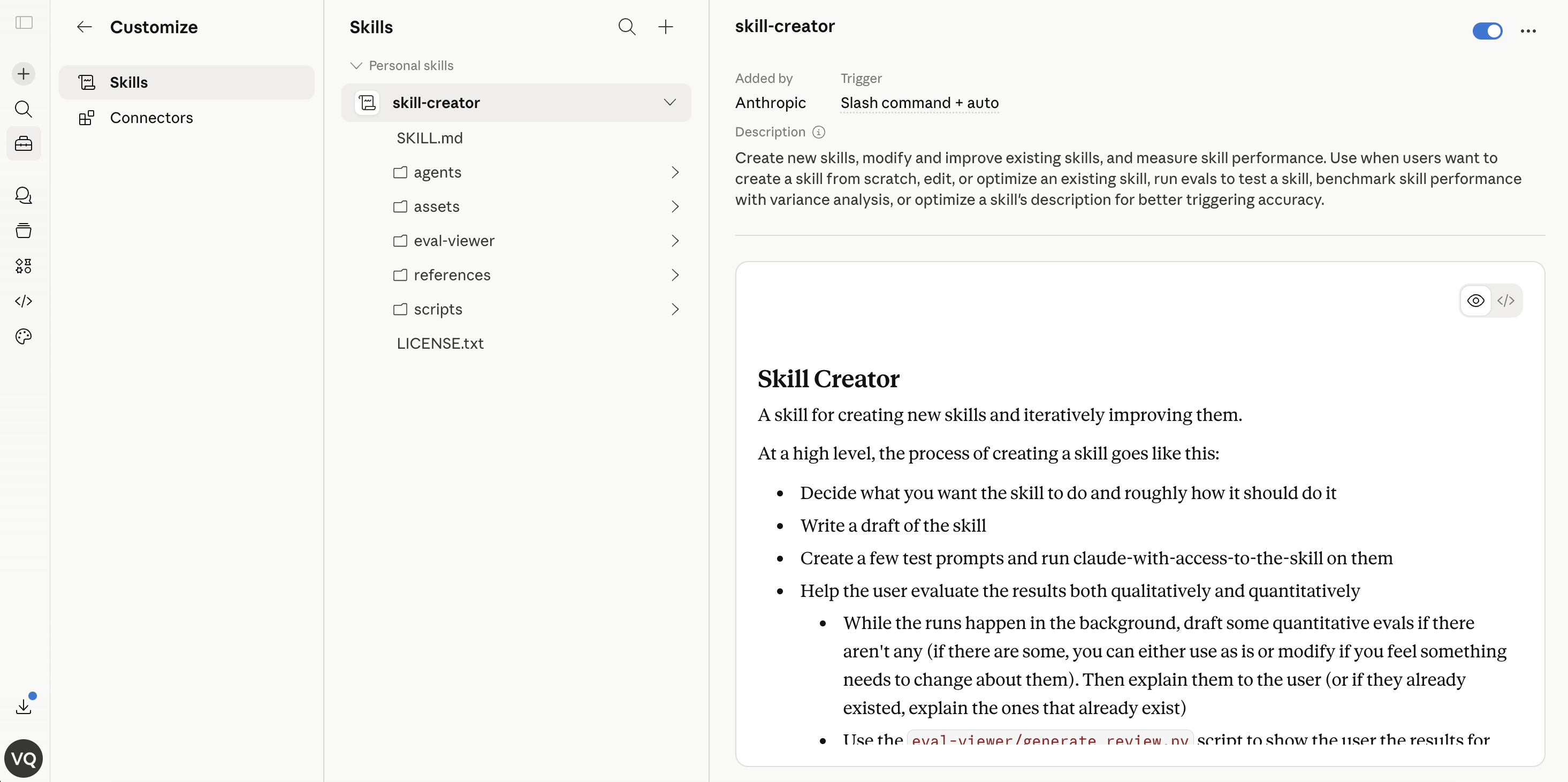 Reusable Skill definition in Claude